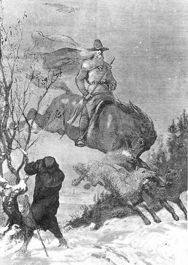 Odin continued to hunt in Norse myths. Illustration by August Malmström.