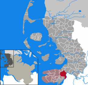 Poziția Oldenswort pe harta districtului Nordfriesland