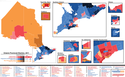 Ontario Election 2011 Riding Results Map.svg