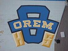 Orem High School logo on stadium.JPG