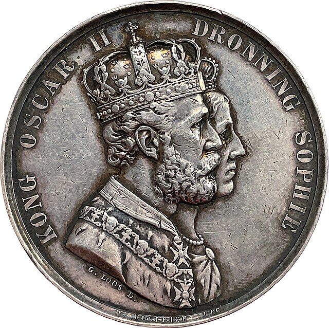 Norwegian coronation medal for Oscar and Sophia