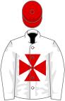 White, red maltese cross and cap