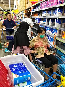 Panic buying in a supermarket in Indonesia Panic buying in Jakarta due to COVID-19.jpg