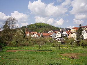 Vista da cidade de Pegnitz e Schlossberg ao fundo