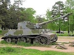 Badly-damaged Tiger on display in the Lenino-Snegiri Military-Historical Museum, Russia
