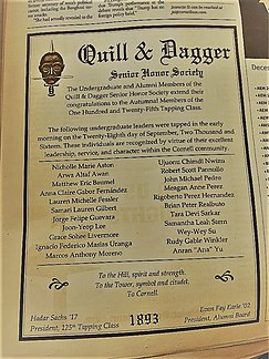 Quill and Dagger 125th Tapping Class, Marcos Moreno name seen bottom left Quill Dagger 125TappingClass.jpg