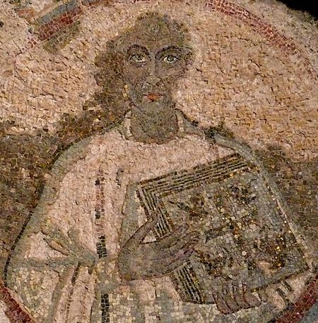 Quodvultdeus mosaic portrait, 5th century (San Gennaro catacombs, Naples).jpg