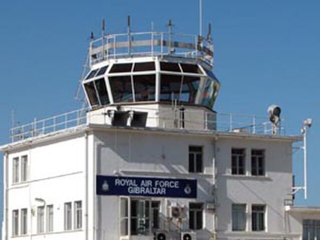 The modern day control tower of RAF Gibraltar/Gibraltar Airport