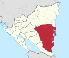 Розташування департамента Атлантико-Сур на мапі Нікарагуа