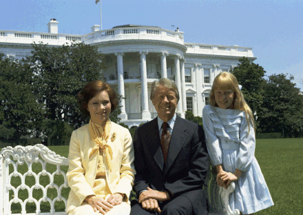 The First Family: Rosalynn, Jimmy and Amy on the South Lawn of the White House, July 24, 1977
