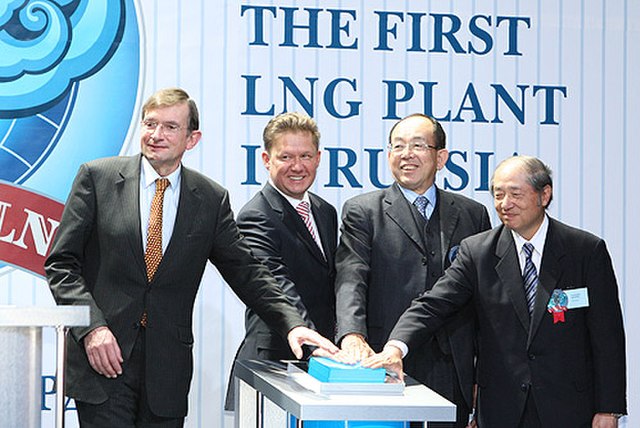 The ceremony marking the opening of a LNG production plant built as part of the Sakhalin-II project