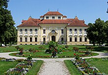 Lustheim Palace from the east, with bosquet area