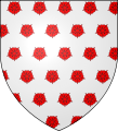 Silber, mit Rosen (in Standardfärbung) besät (heraldisches Muster)