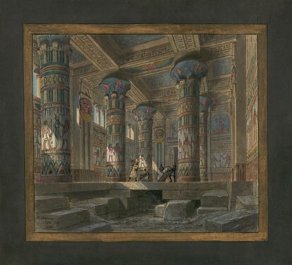 30: Set design for Act IV, Scene 2 of Aida created for the 1880 Paris production.