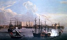 Ships in Mumbai Harbour (c. 1731). Mumbai emerged as a significant trading town during the mid-18th century. Ships in Bombay Harbour, 1731.jpg