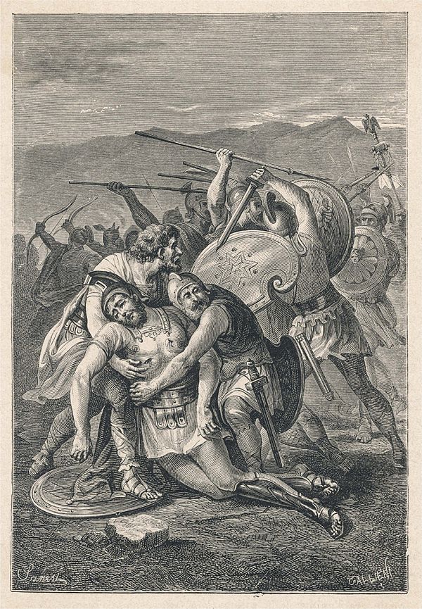 A 19th-century depiction of the fall of Spartacus by the Italian Nicola Sanesi (1818–1889)