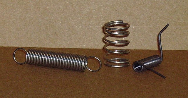 (l-r) Tension, compression and torsion coil springs