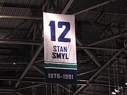 Smyl's retired #12 banner at Rogers Arena StanSmylBanner18012009.jpg