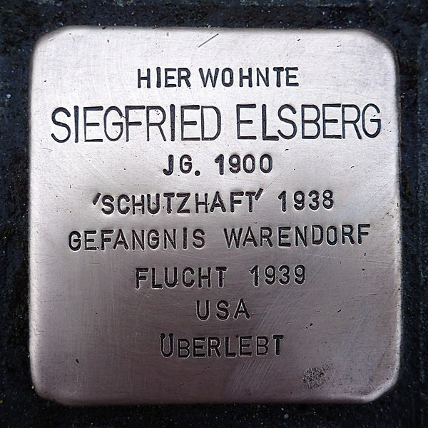 File:Stolperstein Warendorf Warendorfer-Straße 99 Siegfried Elsberg.jpg