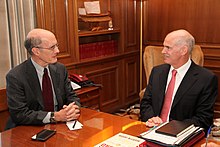 Talbott with George Papandreou, Prime Minister of Greece, 2009 Strobe Talbott with George Papandreou, Prime Minister of Greece.jpg