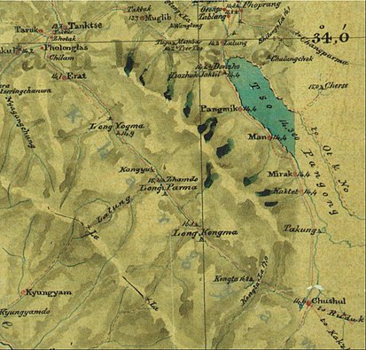 Map showing the Long valley between Tangtse and Chushul (Strachey, 1851) Tanktse-Loi-Yogma-Chushul-by-Strachey-1851.jpg