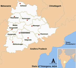 Kart over Hyderabad
