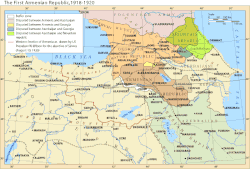 جنوبی قفقاز دا نقشہ 1918–1921 (جمہوری جمہوریہ جارجیا کریم رنگ وچ )