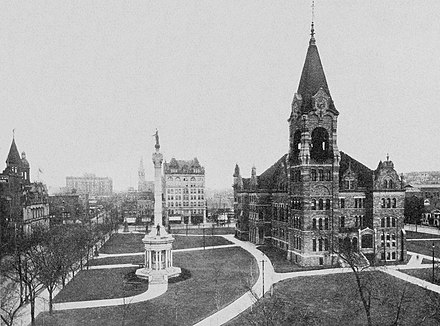 City Hall and Soldiers Monument, c. 1919