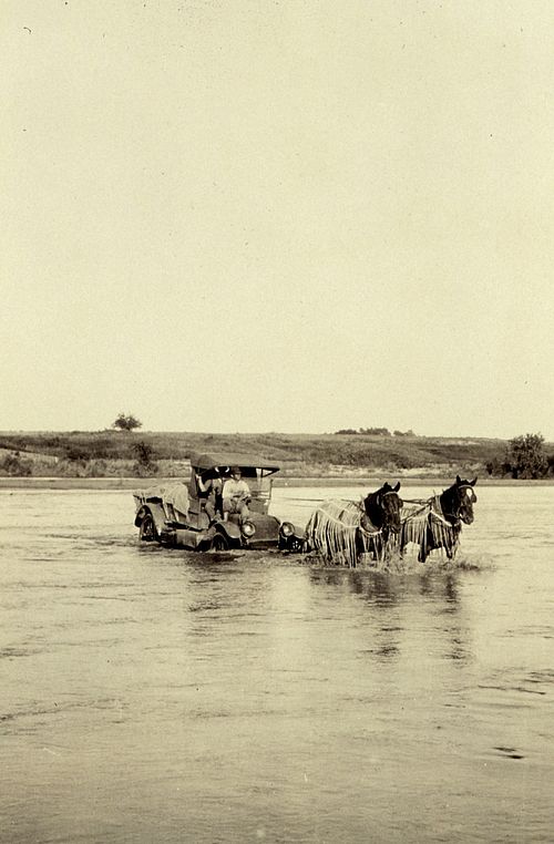 Crossing the Red River near Granite, Oklahoma in 1921