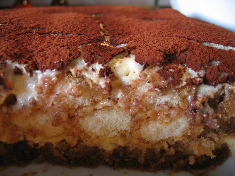 Close-up of a piece of tiramisu