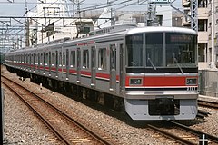Original 8-car set 3001 on the Tokyu Toyoko Line in April 1999