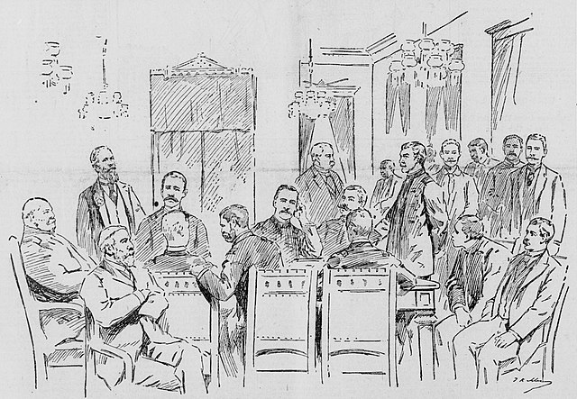 The 1895 trial in former ʻIolani Palace throne room