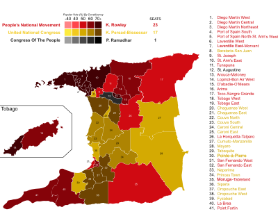 Trinidad & Tobago general election 2015 - Results by Constituency.svg