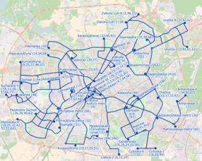 Mapa trolejbusów Mińska (Białoruś), grudzień 2018, w języku angielskim.png