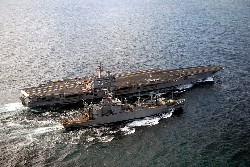 File:US Navy 080109-N-0555B-004 The Nimitz-class nuclear-powered aircraft carrier USS Ronald Reagan (CVN 76) and the Military Sealift Command ammunition ship USNS Flint (T-AE 32) steam alongside one another during an underway replen.jpg