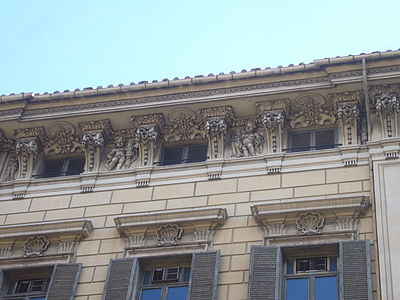 Palazzo Mancini, detalj av fasaden.