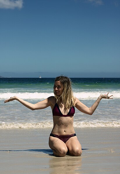 File:Woman Wearing Bikini on Seashore.jpg