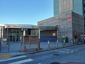 Yerba Buena Moscone station headhouse near completion, June 2021.jpg