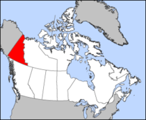 Peta Kanada menunjukkan lokasi Yukon