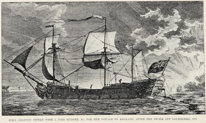 File:"HMS Grafton, fitted with a jury rudder, etc, for her voyage to England, after the storm off Louisbourg, 1757.".png