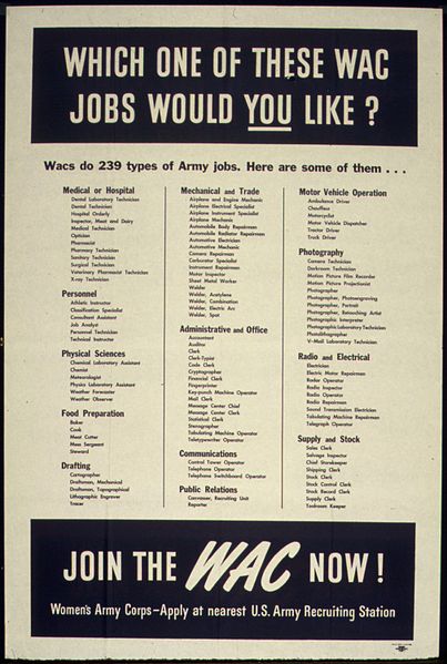 File:"WHICH ONE OF THESE WAC JOBS WOULD YOU LIKE" "JOIN THE WAC NOW". - NARA - 516151.jpg