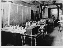 Edwin Armstrong's laboratory in 102 Philosophy, 1930s 102Philosophy.jpg