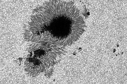 Visible light photograph of sunspots