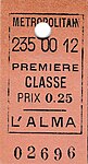 Ticket de 1re classe émis le 235e jour de l’année 1900, soit le jeudi 23 août 1900 à midi.