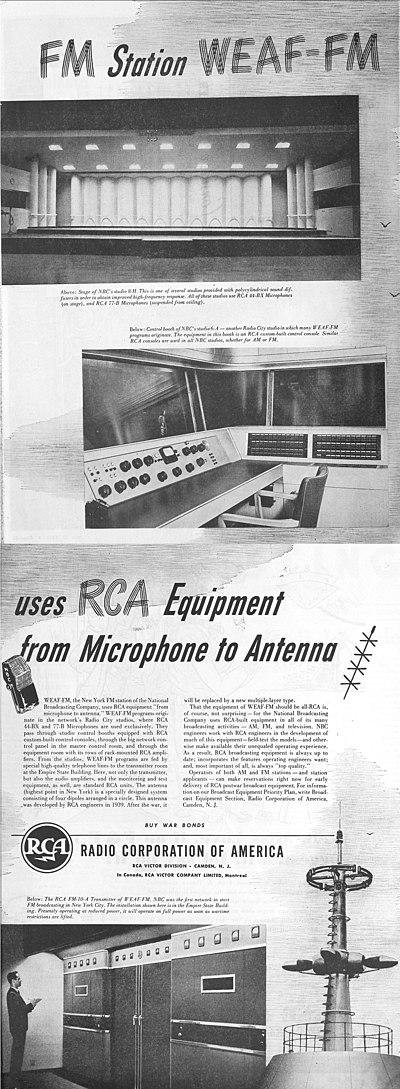 1945 RCA advertisement featuring WEAF-FM's facilities[1]