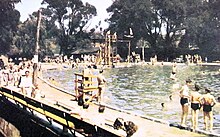 Dorney Park's swimming pool in 1950 1950 - Dorney Park Swimming Pool.jpg