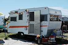 A 1966 Shasta travel trailer at a vintage camper trailer rally in Gillette, Wyoming 1966 Shasta travel trailer during 2019 Vintage Camper Trailer Rally at Cam-Plex in Campbell County, Wyoming (2).jpg