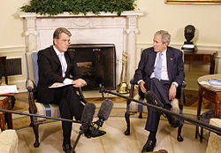 Then-president Viktor Yushchenko meeting with then-U.S. president George W. Bush in 2008 20080929-8 d-0665-4-515h President Yuschenko in USA.jpg