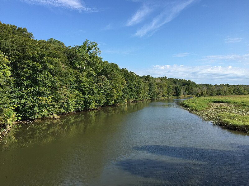 File:2016-09-11 09 20 24 View north up the Patuxent River from the Maryland State Route 4 (Stephanie Roper Highway) bridge connecting Waysons Corner, Anne Arundel County, Maryland with Marlboro Meadows, Prince Georges County, Maryland.jpg