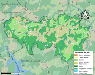 Kolorowa mapa przedstawiająca użytkowanie gruntów.